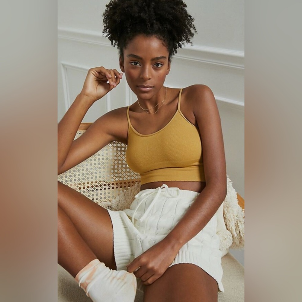 Anthropologie devi seamless longline bralette in yellow size L/XL